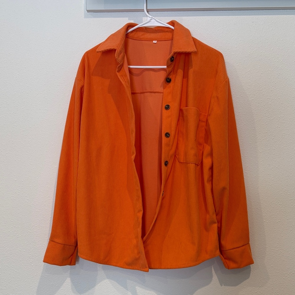 Vibrant Orange Button-Up Shirt